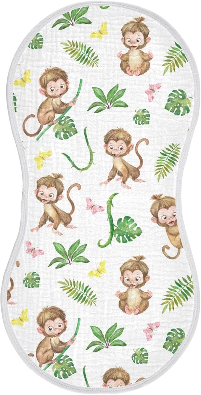 vvfelixl Burp Cloths Monkey Baby for Baby Boy Girls Baby Washcloths Burp Rags 1 Pack White