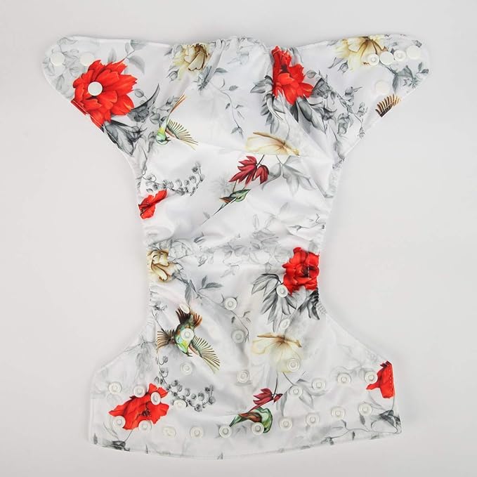 Baby Pocket Diaper Nappy Reusable 8lbs to 36lbs for Girls (Red Poppy)