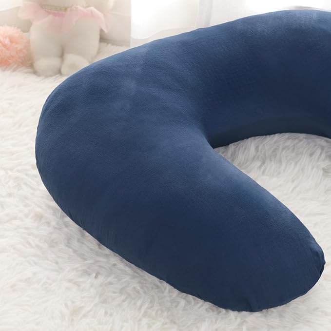 DILIMI Muslin Nursing Pillow Cover 2 Pack, Removable Nursing Cover for Breastfeeding Pillows, Ultra Soft Comfortable Slipcover for Baby Girl and Boy, Navy & Blue Checkered