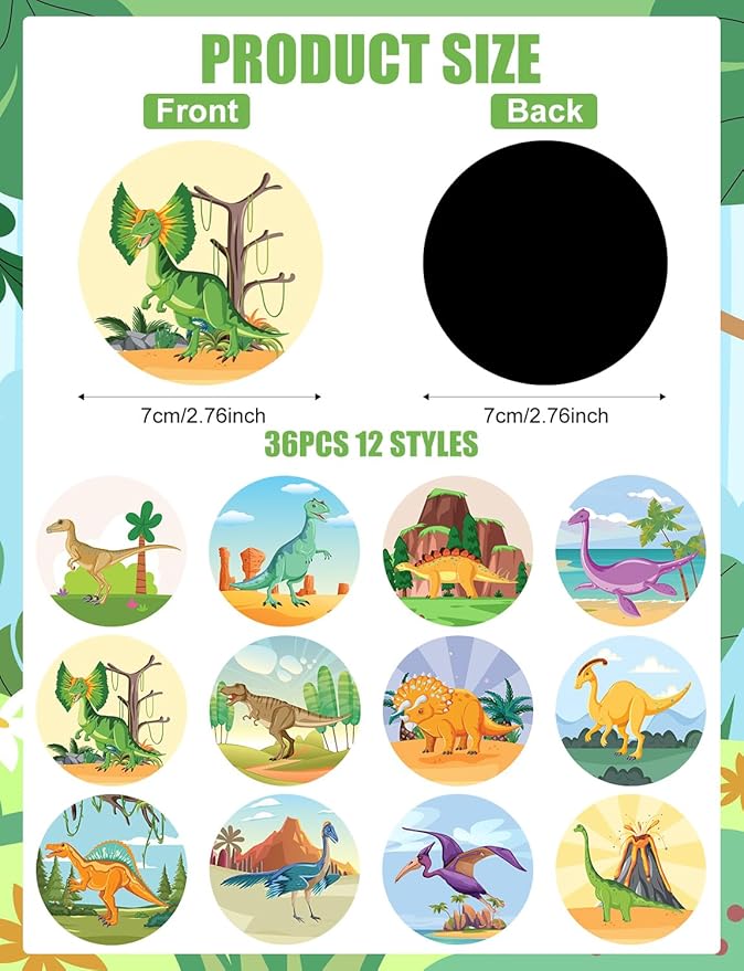36 Pcs Potty Training Stickers You Pee on Toilet Reveal Stickers 12 Patterns Color Changing Reusable Pee Decals Toilet Targets for Boys Girls Toddlers(Dinosaur)