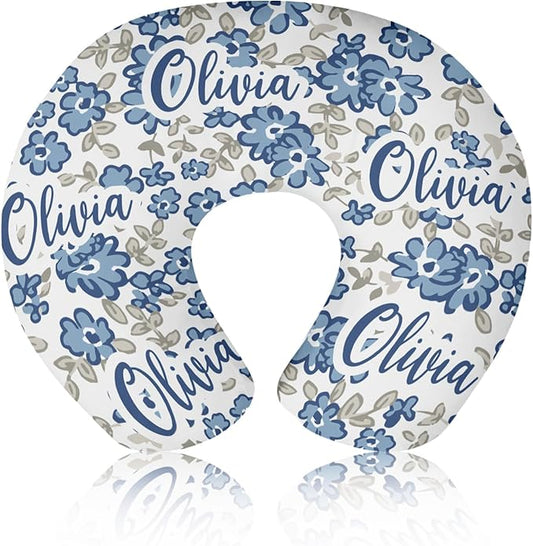 Customizable Flowers Baby Nursing Pillow Cover - Add Your Baby's Name, Ultra-Soft Stretch Fabric, Fits Standard Nursing Pillows, Ideal for Baby Showers Style 22