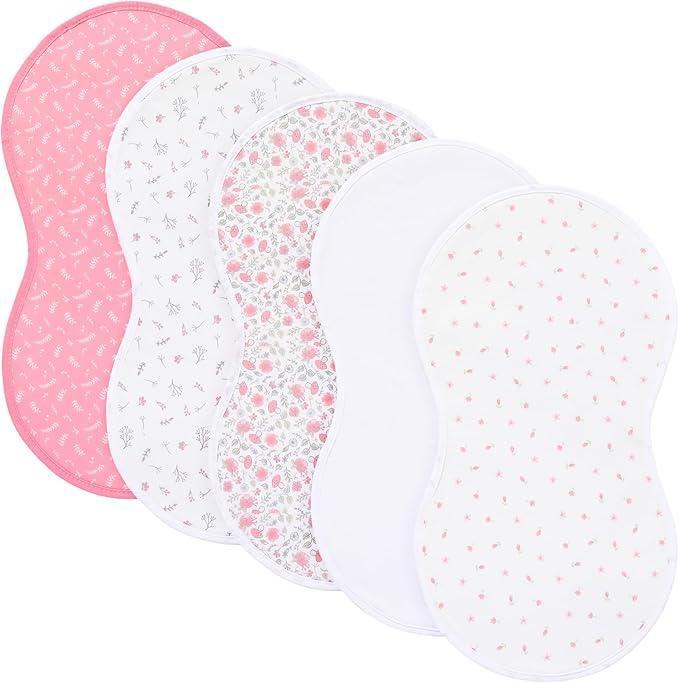 sleepyturtle Pack of 5,Baby Burp Cloths,Soft and Absorbent,Unisex,Easy to Use