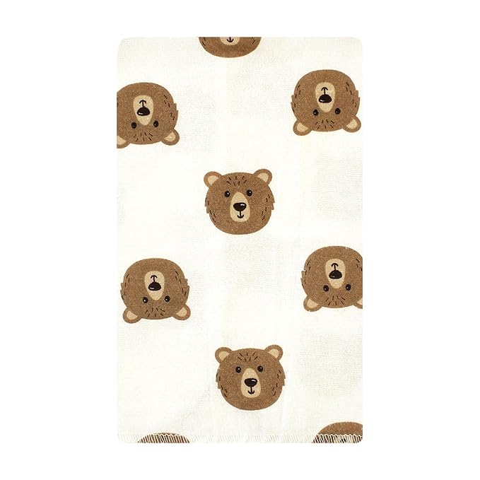 Hudson Baby Unisex Baby Cotton Flannel Burp Cloths, Brown Bear 10 Pack, One Size