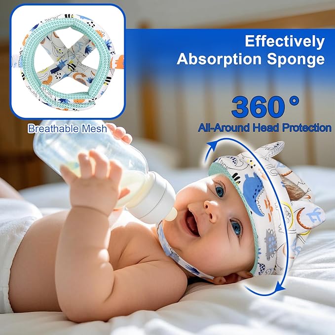 Accmor Baby Head Protector for Crawling Walking, Cute Baby Helmet No Bumps and Soft Cushion, Adjustable Infant Safety Cap, Breathable Protective Headguard Anti-Collision Toddler Helmets for 6m-24m Kid