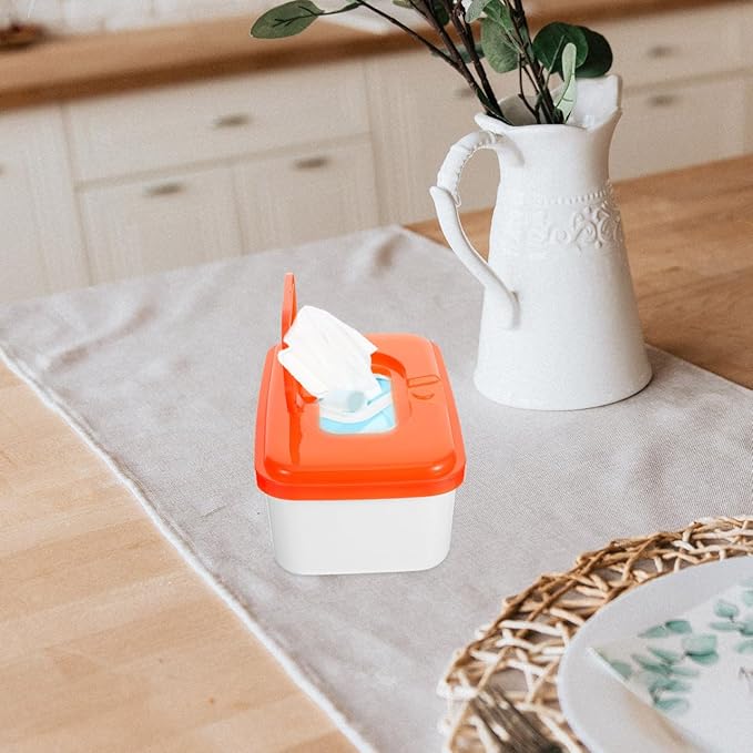 DOITOOL 2 Pcs Baby Wipes Dispenser, Wet Wipes Dispenser Holder Plastic Container Refillable Portable Flushable Tissue Case with Sealing Lid for Nursery Bathroom Travel, Random Color