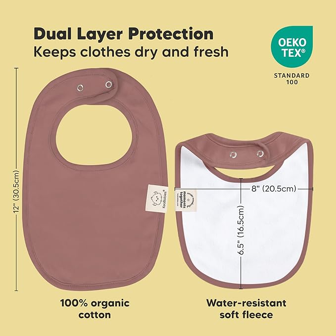 8-Pack Organic Baby Bibs for Boys, Girls - Soft Cotton Drooling and Teething Bibs for Baby Girl & Boy, Extra Absorbent, Easy to Clean & Put On for Toddler, Newborn, Infant 0-24 Months (Mauve)