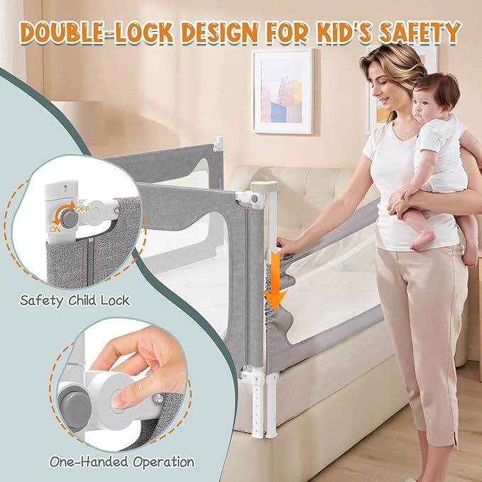 G TALECO GEAR Bed Rail for Toddlers, Stable Protective Bed Side Rails, Baby Bedrail Guard for Twin Full Queen & King Size Bed (74.8 Inch, 1 Piece) (39 Inch (1 Side))