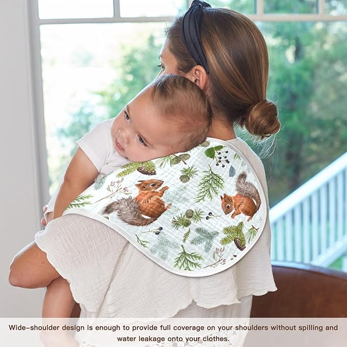 vvfelixl Burp Cloths Forest Squirrels for Baby Boy Girls Baby Washcloths Burp Rags 1 Pack Blue