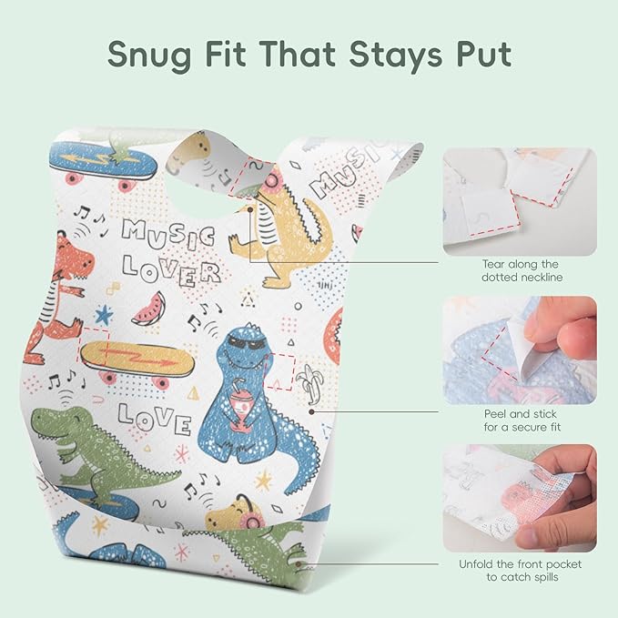 KIIS Disposable Baby Bibs for Travel - Paper Bibs for Infant, Toddlers & Kids - Travel & Daycare Essentials, 20 Count