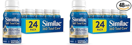 Similac 360 Total Care Infant Formula,Has 5 HMO Prebiotics,Our Closest Prebiotic Blend to Breast Milk,Non-GMO,Baby Formula,Ready to Feed,8-fl-oz Bottle,(Pack of 48)