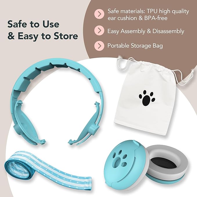 Moonybaby 2-in-1 Baby Ear Protection, Comfortable Headphones, Noise Cancelling, Adjustable Baby Headphones with Stretchy Band