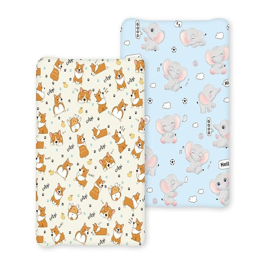 Personalized Toddler Changing Pad Cover - Custom 2 Piece Comfortable Yellow Changing Pad Covers for Baby Boys and Girls, Birthday Gift for Toddlers