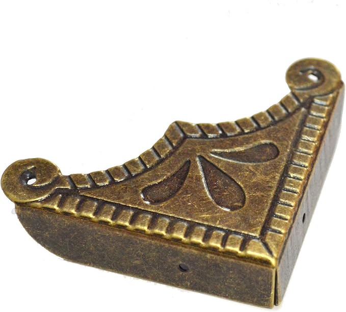 12 PCS Corner Protectors Vintage Safety Guards Antique Bronze Decorative Metal Covers for Furniture Edge Menu Box Medium Size (Side Length:2", Height: 5/16")
