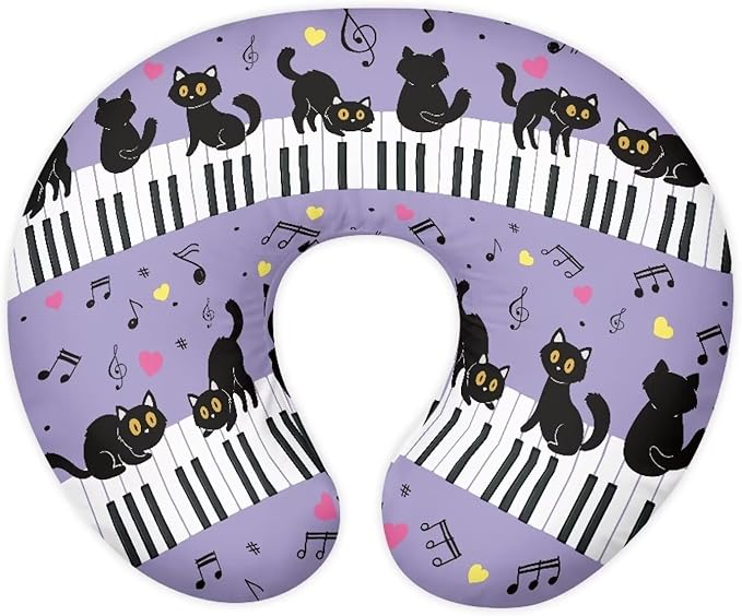 Musical Graphic Pattern Feeding Pillow Cover Breastfeeding Pillow Slipcover for Newborn Girls Boys Soft Nursing Pillow Case Skin-Friendly U-Shaped Hidden Zipper Design