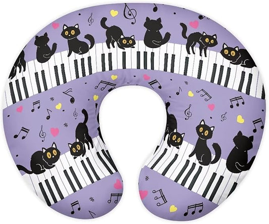 Musical Graphic Pattern Feeding Pillow Cover Breastfeeding Pillow Slipcover for Newborn Girls Boys Soft Nursing Pillow Case Skin-Friendly U-Shaped Hidden Zipper Design