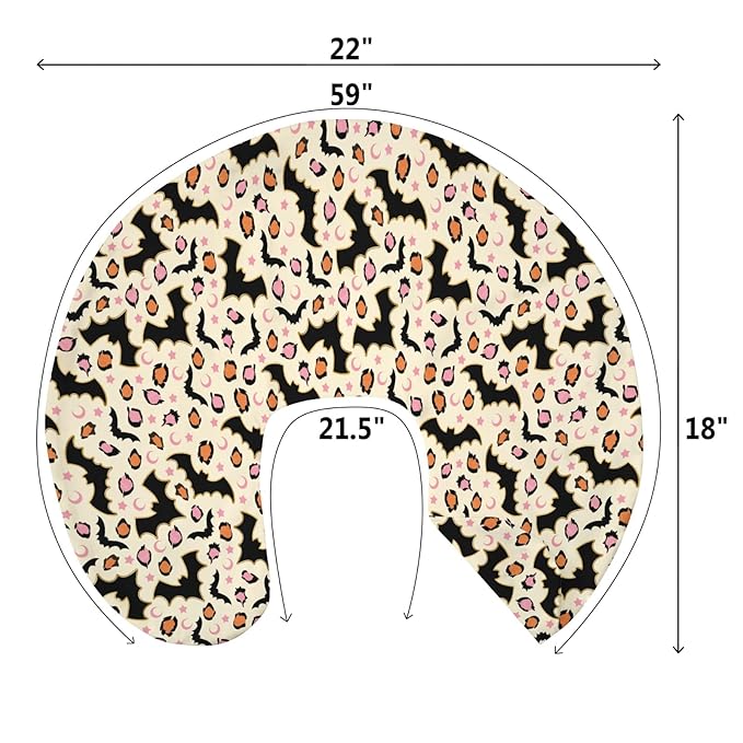 Halloween Bats Leopard Baby Nursing Pillow Covers for Boy Girl Pink Orange Spooky Bats Moon Stars Nursing Pillowcase for Breastfeeding Pillows Halloween Night Soft Stretchy Slipcovers for Newborn