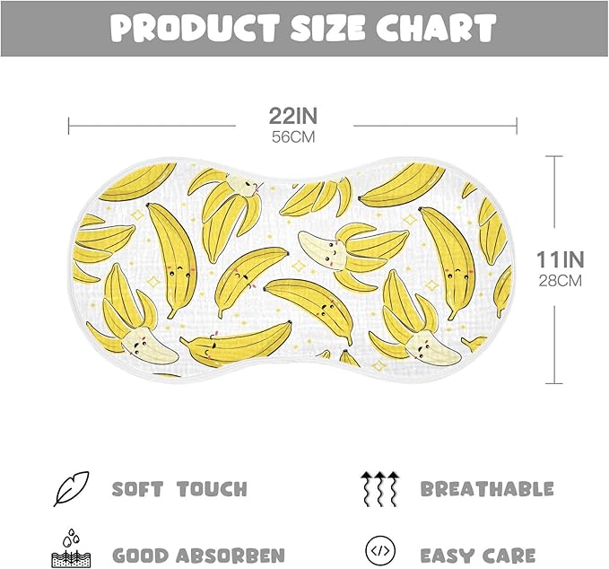 vvfelixl Baby Burp Cloths Cute Bananas Baby Newborn Cotton Burping Cloths Set Baby Washcloths 4 Pack White