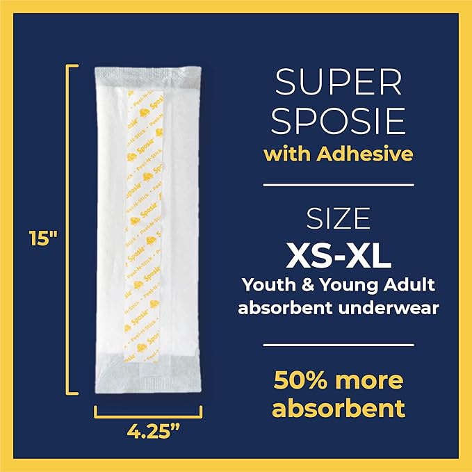 Super Sposie Booster Pads, Max Absorbency for Nighttime Diapers, Use with Overnight Diapers Size 5+, Incontinence Protection