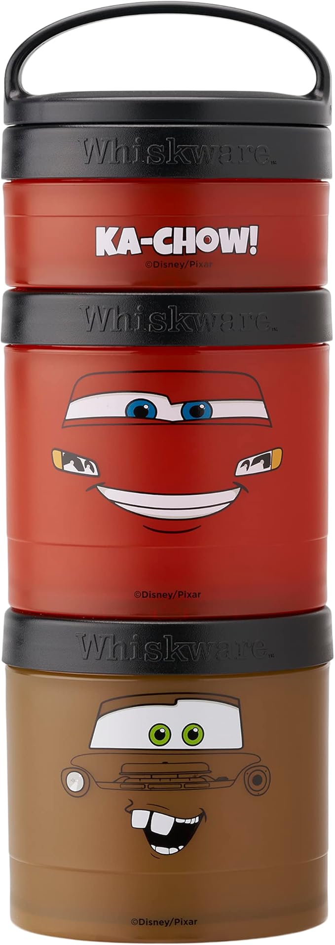 Whiskware Disney Stackable Snack Containers Bundle with 3 Pixar Cars Cups and 3 Frozen Princess Cups