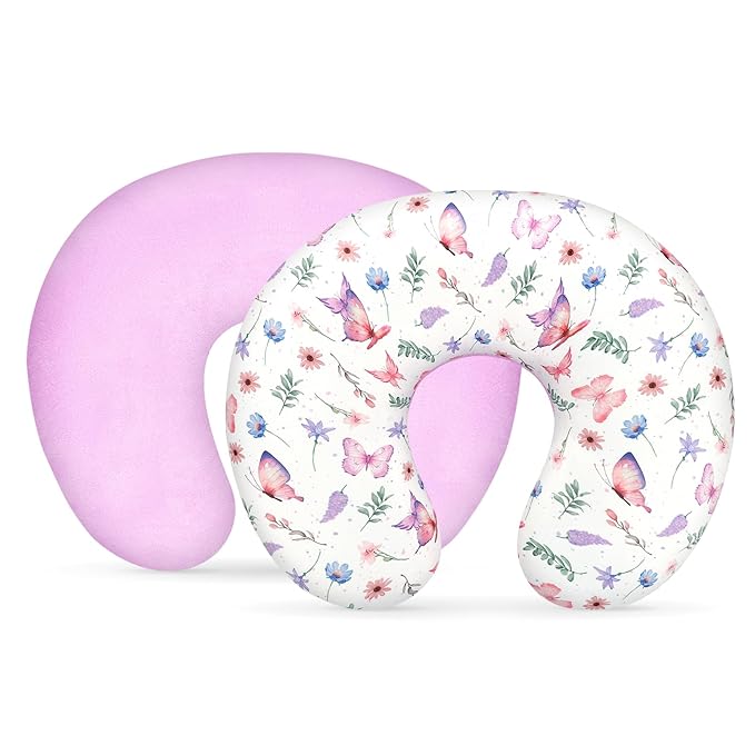 Nursing Pillow Cover 1 Pack, Minky Removable Nursing Pillowcase for Breastfeeding Pillows, Reversible Feeding Slipcover for Baby Boys/Girls, Super Soft Comfortable (Butterfly)