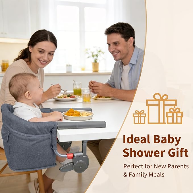 Premium Hook On High Chair, One-Pull Quick Install No Twisting, Heavy Duty Steel Frame, Safe Materials Clip on Table Chair, Portable Baby Feeding Chair with Storage Bag for Travel Home