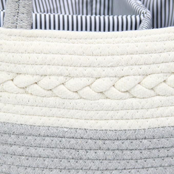 Casaphoria Caddy Organizer - Cotton Rope Basket with Removable Inserts, Soft Storage Caddy for Gifts, Cream and Gray