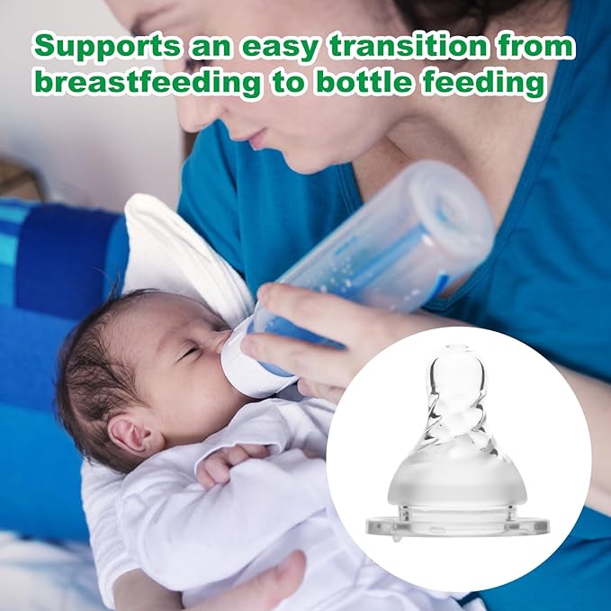 6pcs Silicone Level 1 Nipple for Dr. Brown’s Bottles, 1.5 Inch Preemie Slow Flow Narrow Transitional Size 1 Nipple Sippy Straw Spout Replacement Accessories Compatible with Dr. Brown’s Bottle