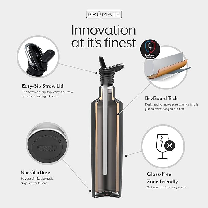 BrüMate ReHydration - 100% Leakproof 25oz Insulated Water Bottle with Straw - Stainless Steel Water Canteen (Matte Black)