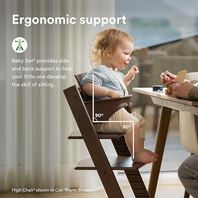 Stokke Tripp Trapp High Chair 2 (Glacier Green), Cushion 2 (Glacier Green) + Stokke Tray (White) - Includes Chair + Baby Set 2 with Removable Harness for Children 6-36 Months