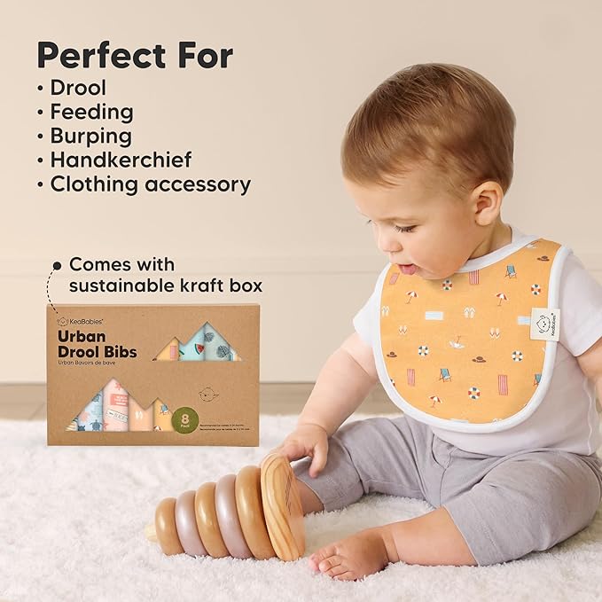 8-Pack Organic Baby Bibs for Boys, Girls - Soft Cotton Drooling and Teething Bibs for Baby Girl & Boy, Extra Absorbent, Easy To Clean & Put On for Toddler, Newborn, Infant 0-24 Months (Countryside)