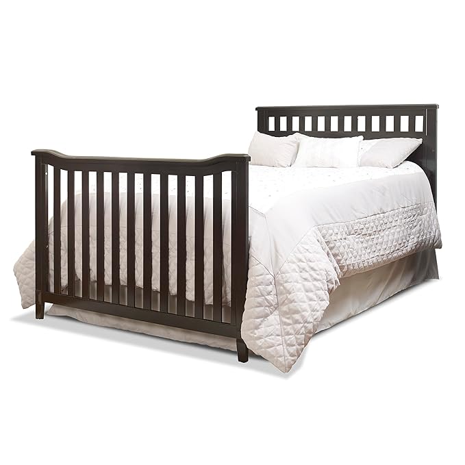 Sorelle Palisades 3-Piece Nursery Set - 4-in-1 Convertible Crib, 4-Drawer Dresser, Changing Table with Hamper - Espresso Wood Finish