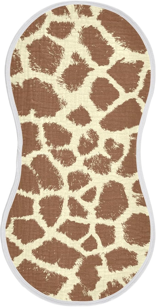 Muslin Burp Cloths for Baby Boys and Girls - 1-Pack Ultra Absorbent Giraffe Print Muslin Washcloths, Newborn Towel, Milk Spit Up Rags, Burp Cloth Bib for Unisex, 22 x 11 Inch