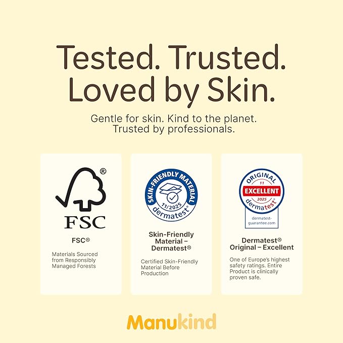 ManuKind Baby Diapers, Manuka Honey Infused, Ultra Soft, Plant-Based Materials, Quick-Dry Comfort, Leak Guard Protection, Size 3 – 156 Diapers (6 Packs of 26)