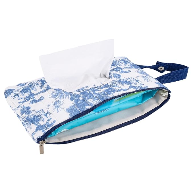 HIBEAR Quilted Diaper Wipe Pouch Portable Mommy Bag Refillable Floral Baby Wipe Holder for Travel Stroller Daily Casual (Floral B)