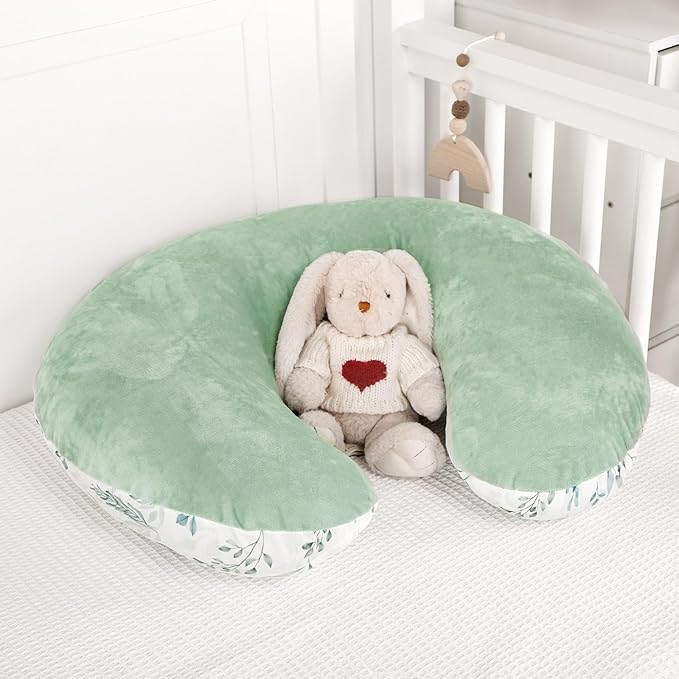DILIMI Nursing Pillow Cover, Soft Stretchy Nursing Cover for Breastfeeding Pillow, 1 Pack Reversible Removable Slipcover for Baby Boy and Girls, Green Leaf