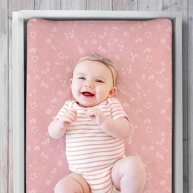 The Peanutshell Baby Girl Changing Pad Covers Set of 3 - Ultra Soft Baby Cover - Fits Standard Changing Table Pads, Durable, Machine Washable Sheets - Wildest Dreams