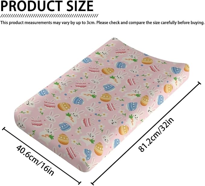 Easter Rabbit Baby Changing Pad Covers Infant Changing Table Cover Boys Girls Diaper Table Change Mat Sheets Cover Cute Gifts for Baby 32''x16"