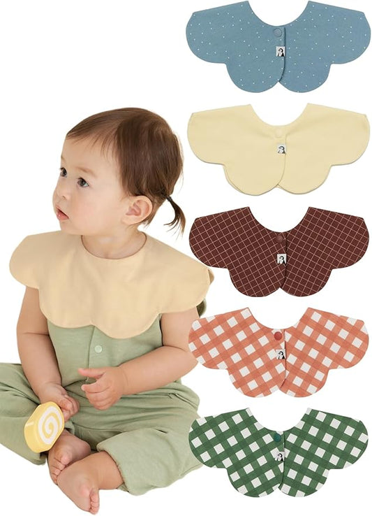 Konny Baby Bib 3/5/7-Pack Set, 360 ° Rotate, Soft and Absorbent Drooling for Toddler Boys Girls Baby Essentials