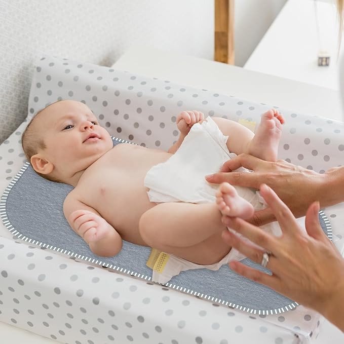 Baby Waterproof Changing Pad Liners (3 Pack) - Washable Reusable Changing Table Cover Liners Double, Portable Diaper Pads, Grey Line