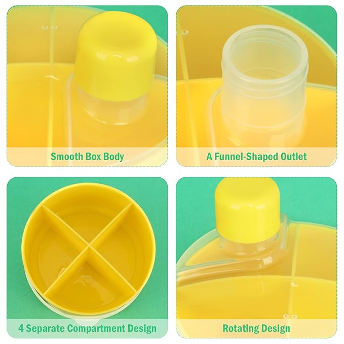 Accmor Formula Dispenser On The Go, Non-Spill Rotating Four-Compartment Formula Container to Go, Milk Powder Snack Storage Container for Infant Toddler Travel Outdoor,Yellow Green, 2 Pack