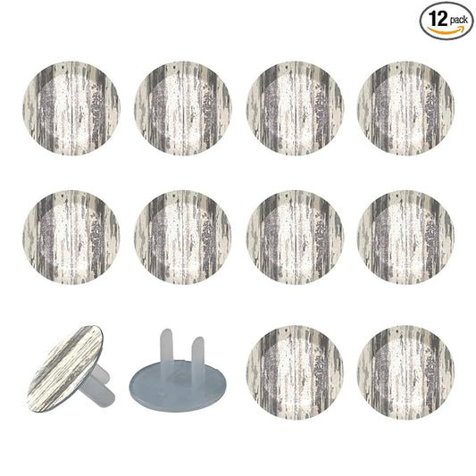 Outlet Covers, Child Safe, Easy Install, Soft Grey Wooden Floor Texture (1)