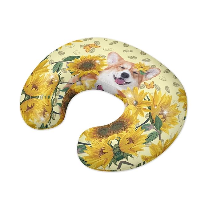 Forchrinse Sunflower Corgi Nursing Pillow Cover for Newborns and Baby,Soft Fabric Breastfeeding Pillow Slipcover Boys Girls Cushion Protector,Easy to Care