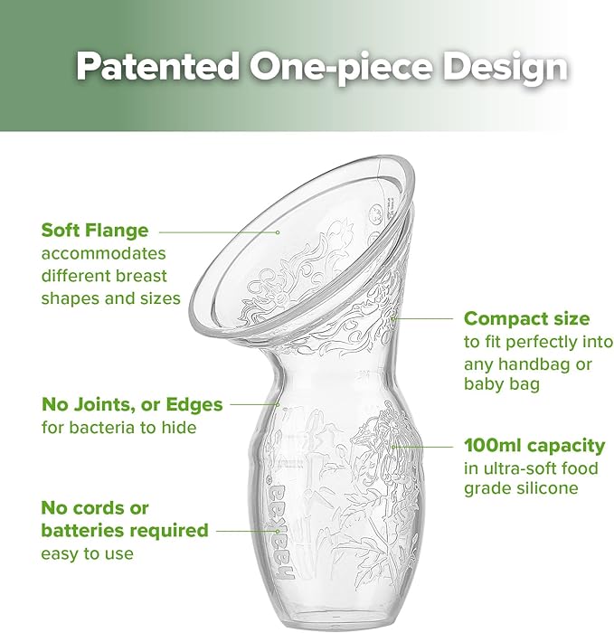 haakaa 100 ml Silicone Breast Pump with Lid, Transparent Manual Breast Pump, Healthy and Harmless, Save Every Drop of Breast Milk