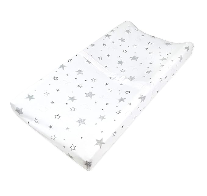 TL Care Printed 100% Cotton Knit Fitted Contoured Changing Table Pad Cover - Compatible with Mika Micky Bassinet, Super Stars, for Boys and Girls