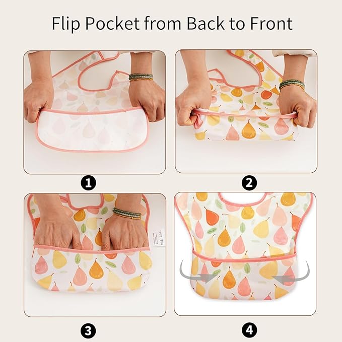 3-Pack Waterproof Baby Bibs for Eating - Lightweight Feeding Bibs, Mess Proof, Baby Essential Must Have for Eating