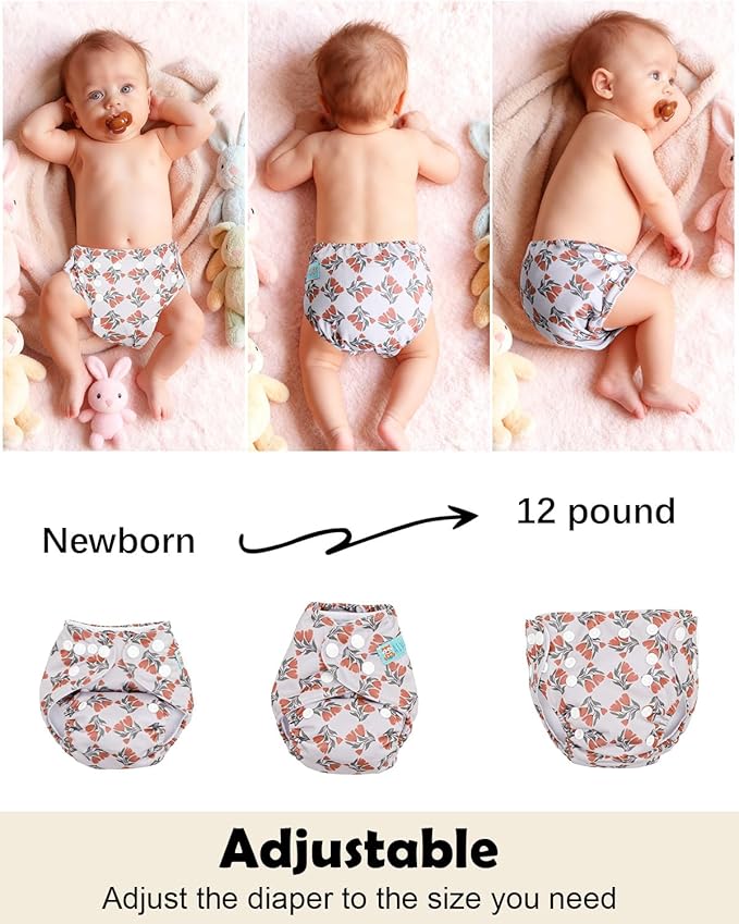 ALVABABY Baby Pocket Newborn for Less Than 12pounds Baby Snaps Cloth Diapers Nappy 6pcs with 12 Inserts 6SVB129