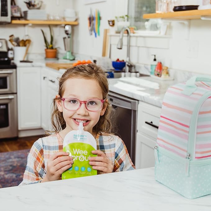WeeSprout Double Zipper Reusable Food Pouches (Green, 7 Fl Oz)