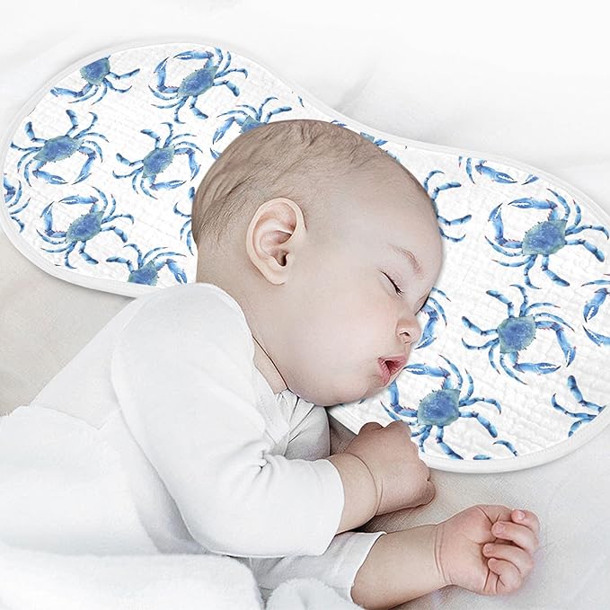 vvfelixl Burp Cloths Blue Crabs for Baby Boy Girls Baby Washcloths Burp Rags 1 Pack