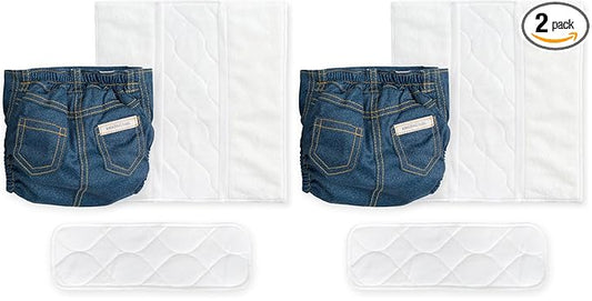 Amazing Baby Hybrid Cloth Diaper Cover with Pocket-Sling, Large, Sz 4 (22-40 lbs), Use Boosties Disposable or Reusable Inserts, Blue Jean, SmartNappy Set includes Cover + Tri-fold Insert + Booster Pad