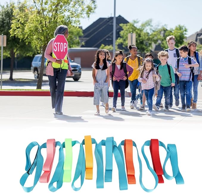 Joyzan Safety Walking Rope, Toddler Outdoor Walk Line Colorful Handles 12 Children 2 Teacher Short Detachable Transition Wrist Leashes Guide Preschool Nursery Daycare Teacher School Kids Kindergarten